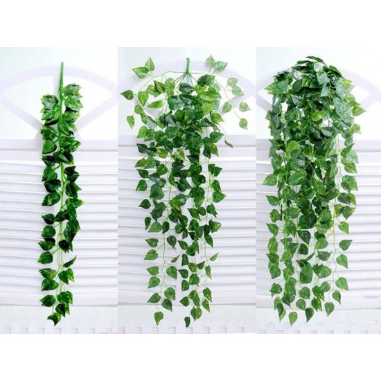 Yatim 90 cm Money Ivy Vine Artificial Plants Greeny Chain Wall Hanging Leaves for Home Room Garden Wedding Garland Outside Decoration Pack of 2