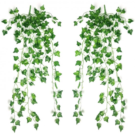 Yatim 90 cm Sweetpotato Ivy Vine Artificial Plants Greeny Chain Wall Hanging Leaves for Home Room Garden Wedding Garland Outside Decoration Pack of 2